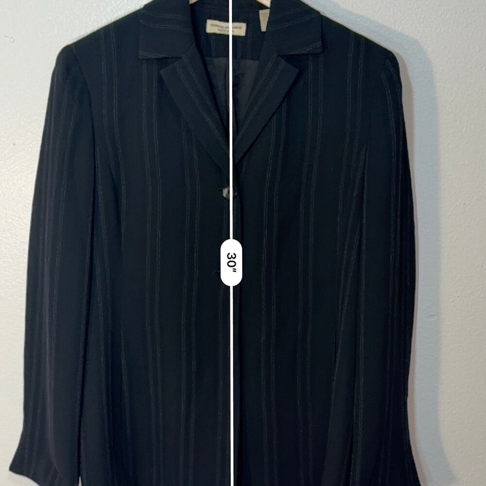 Valerie Stevens Pinstripe Blazer Jacket Women Size 12 Black Career Office Jacket - Picture 3 of 5
